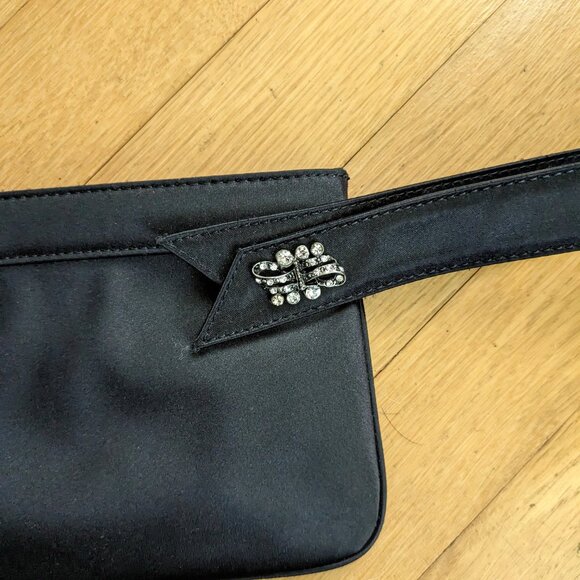 Ann Taylor Loft Black Satin Wristlet Bag Purse - Picture 3 of 6